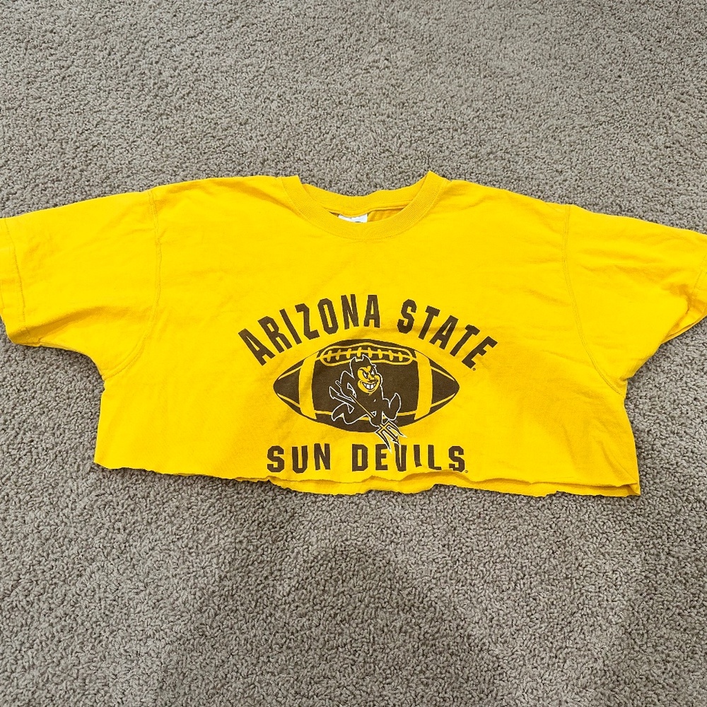 arizona state sun devils football gold cropped tee